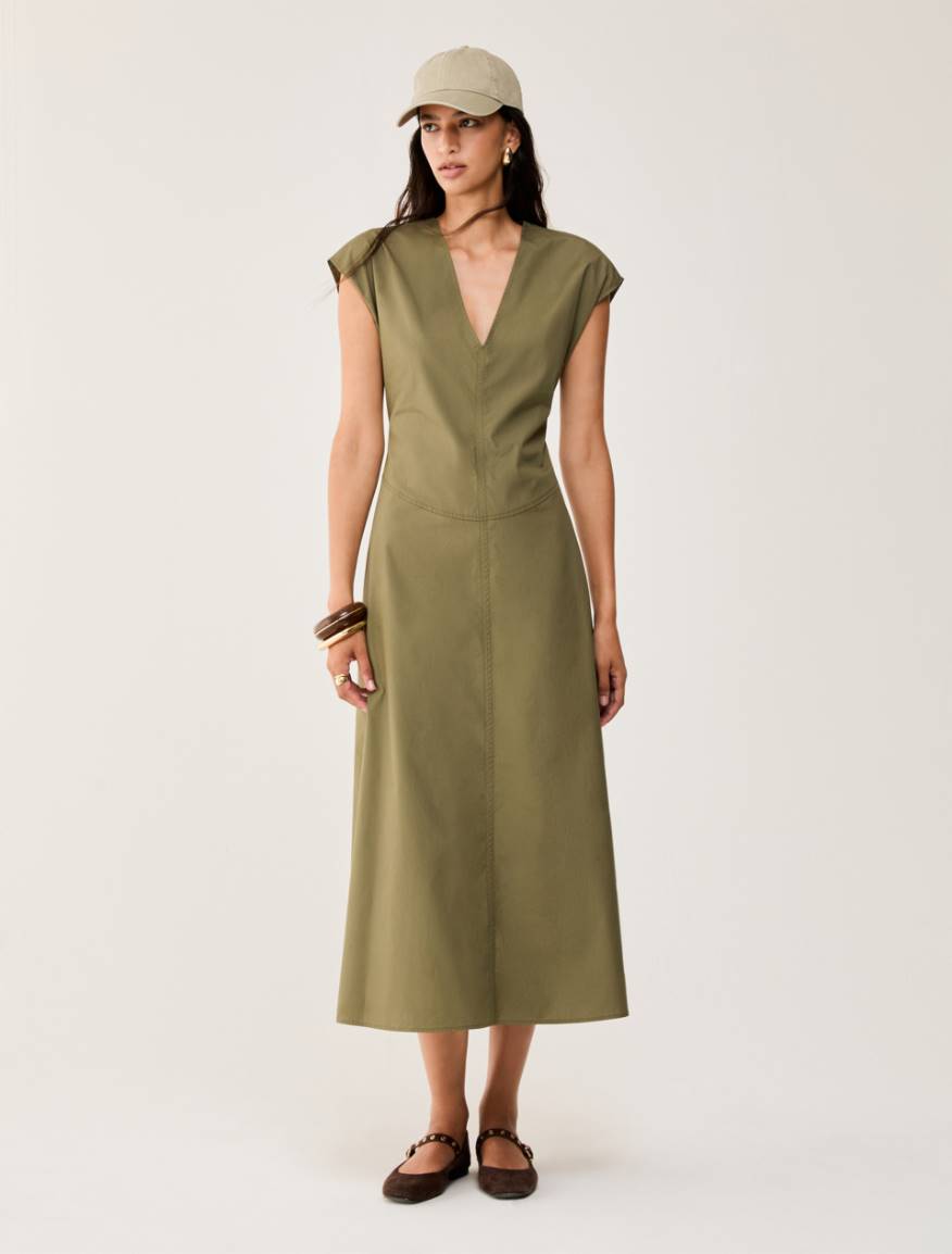 Poplin midi dress - KAKI - Pennyblack