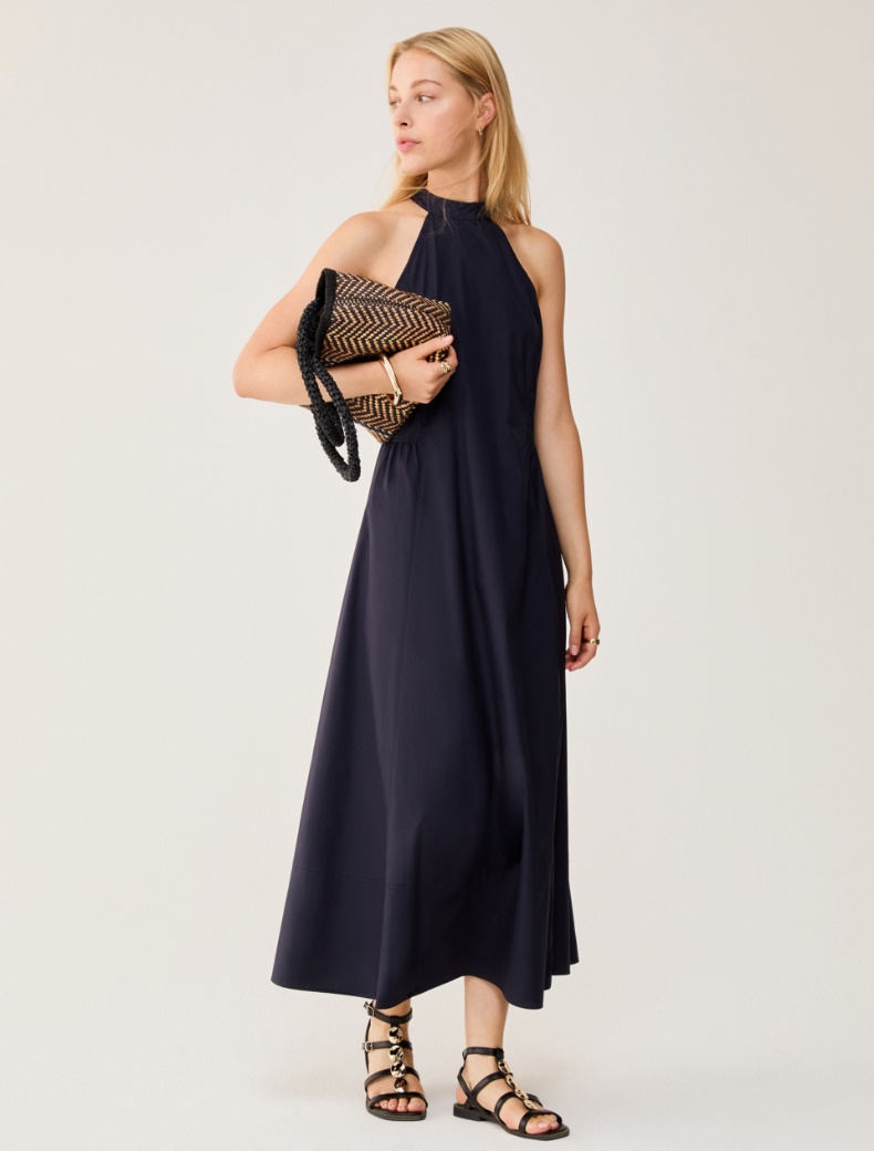 Poplin halterneck dress - NAVY - pennyblack