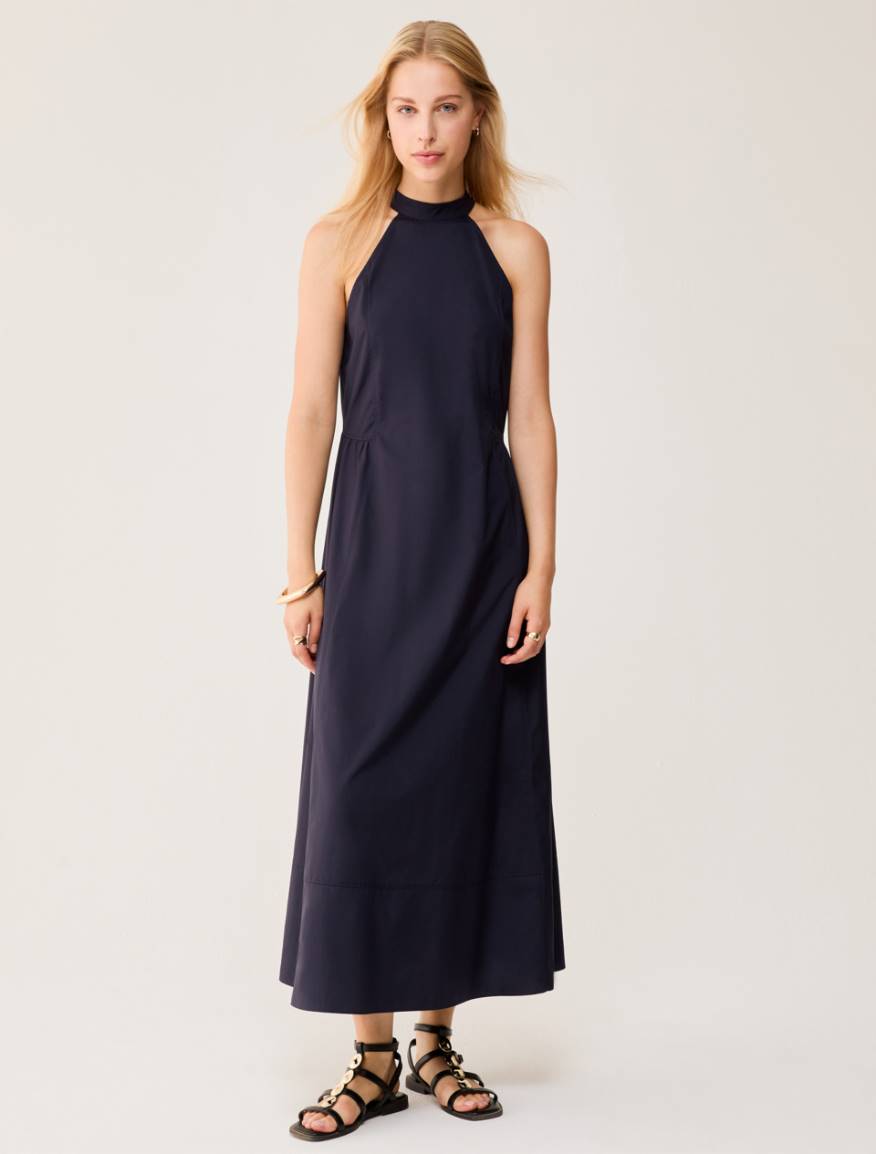 Poplin halterneck dress - NAVY - Pennyblack