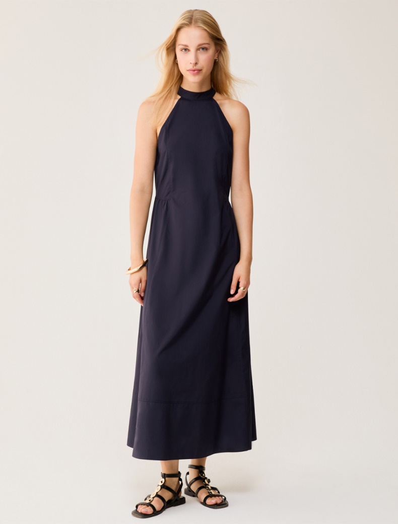 Poplin halterneck dress - NAVY - pennyblack