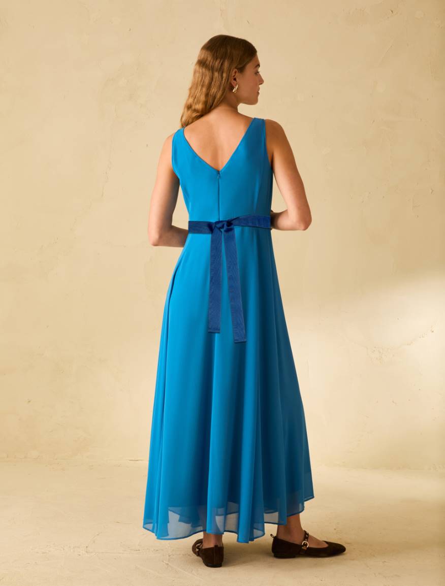 Long georgette dress - TURQUOISE - Pennyblack - 3