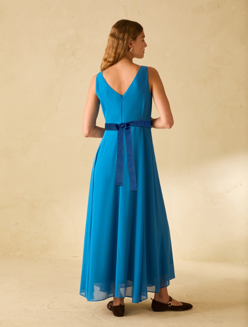 Long georgette dress - TURQUOISE - pennyblack