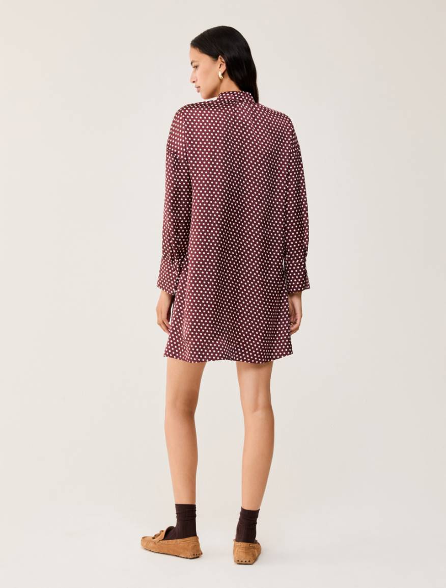 Polka-dot satin dress - BORDEAUX - Pennyblack - 3