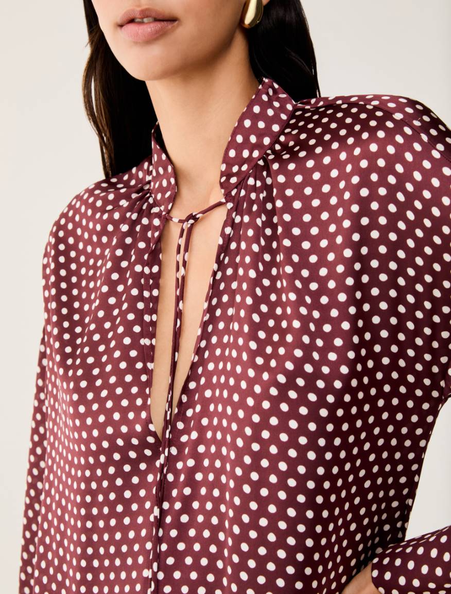 Polka-dot satin dress - BORDEAUX - Pennyblack - 4