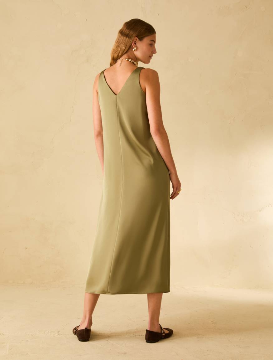 Double satin midi dress - GREEN - Pennyblack - 3