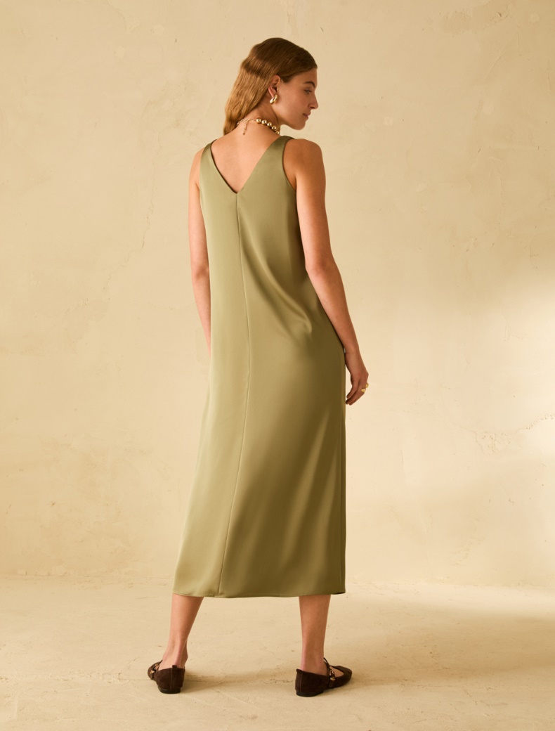 Double satin midi dress - GREEN - pennyblack