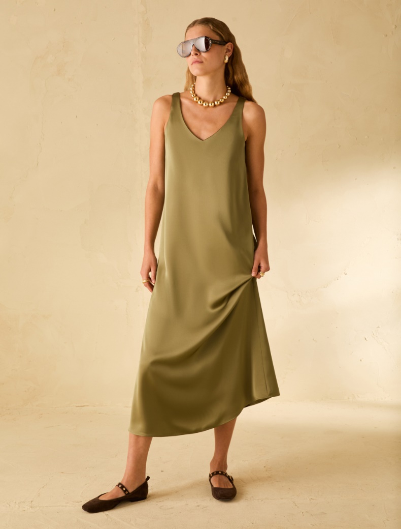 Double satin midi dress - GREEN - pennyblack
