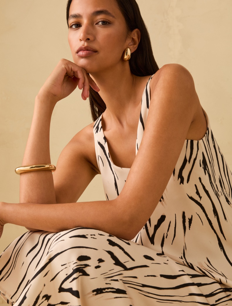 Double satin midi dress - IVORY - pennyblack