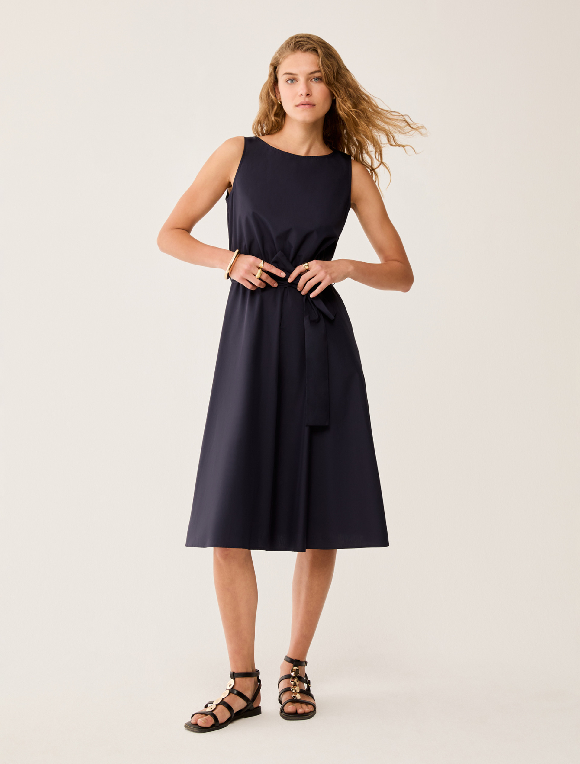 Fit & flare poplin dress - NAVY - pennyblack
