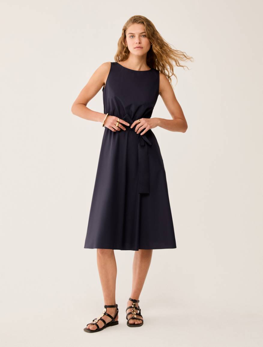 Fit & flare poplin dress - NAVY - Pennyblack