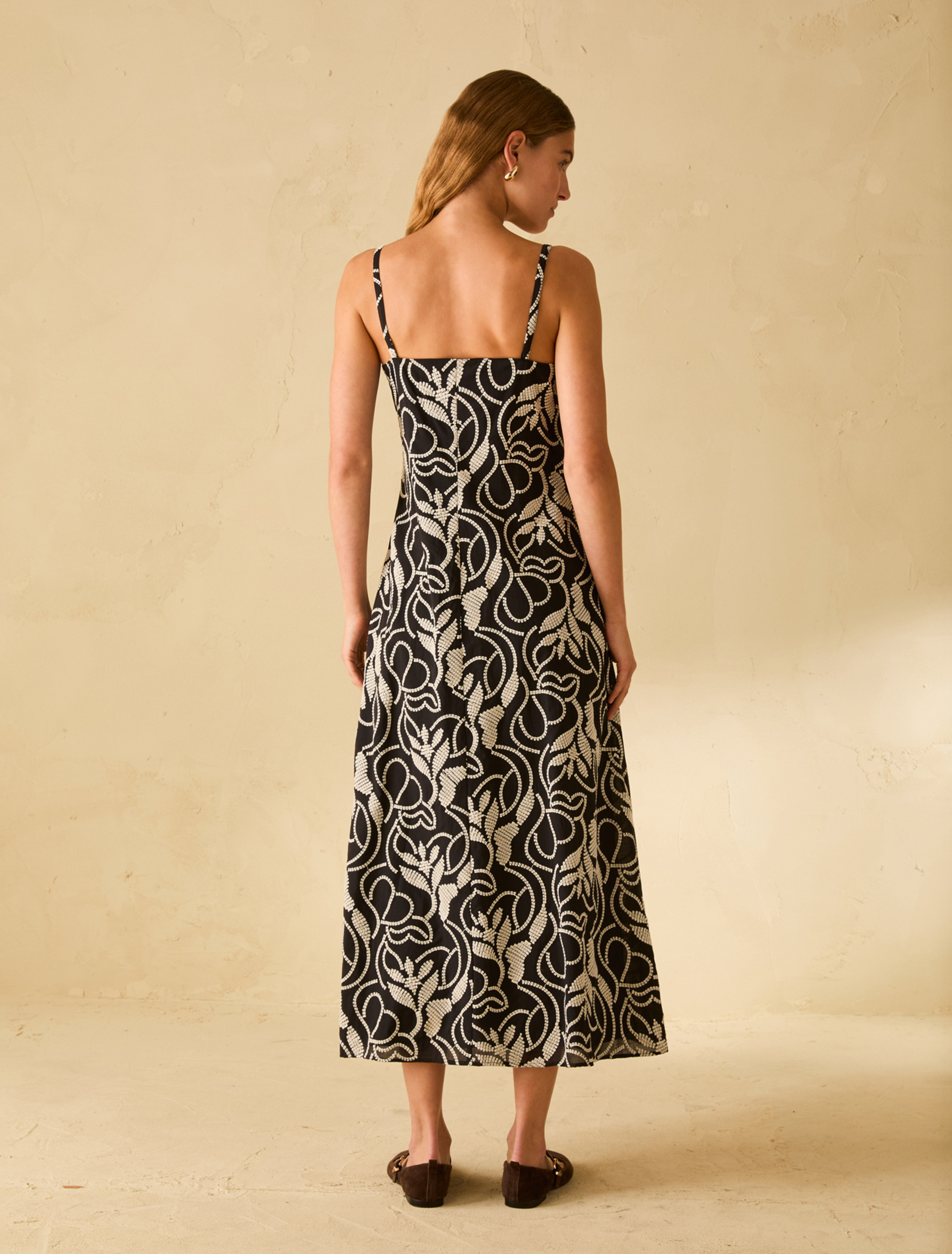 Slip dress in mussola ricamata - NERO - pennyblack