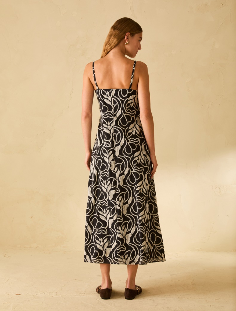 Slip dress in mussola ricamata - NERO - pennyblack