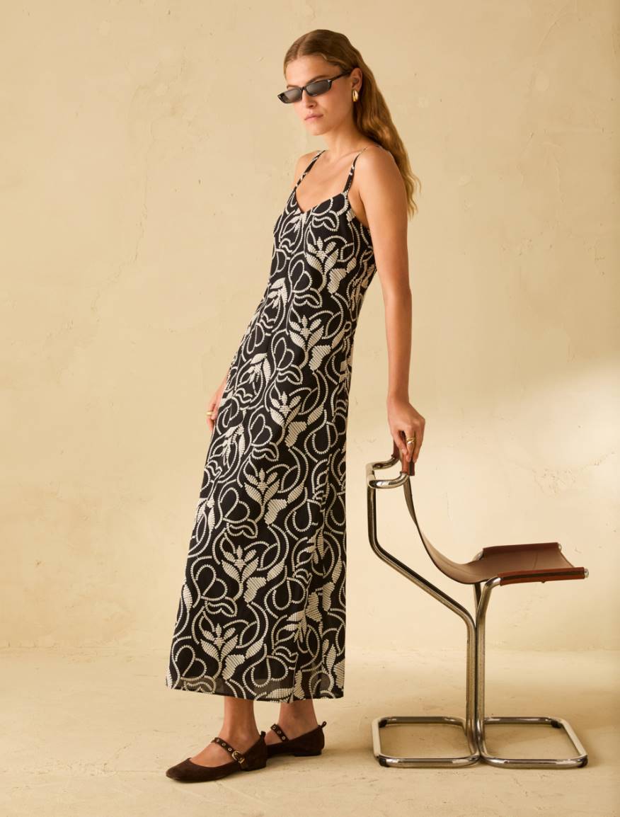 Slip dress in embroidered muslin - BLACK - Pennyblack - 5