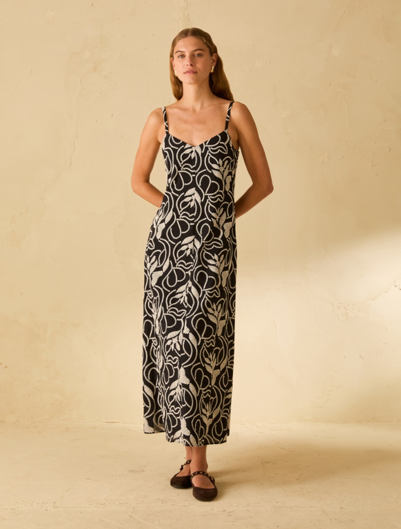 Slip dress in mussola ricamata Slip dress in mussola ricamata - NERO - pennyblack