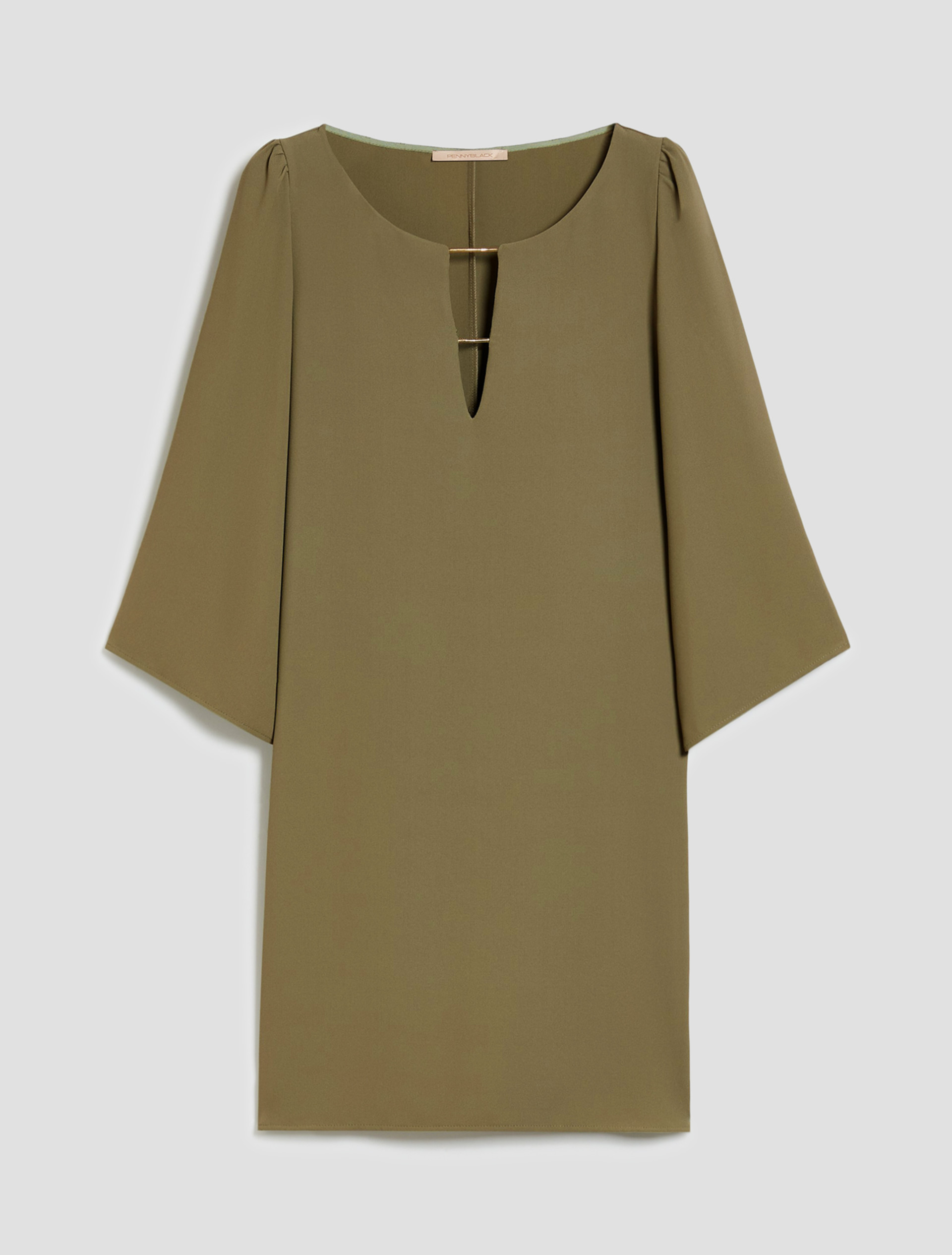 Tunic dress in sablé fabric - GREEN - pennyblack