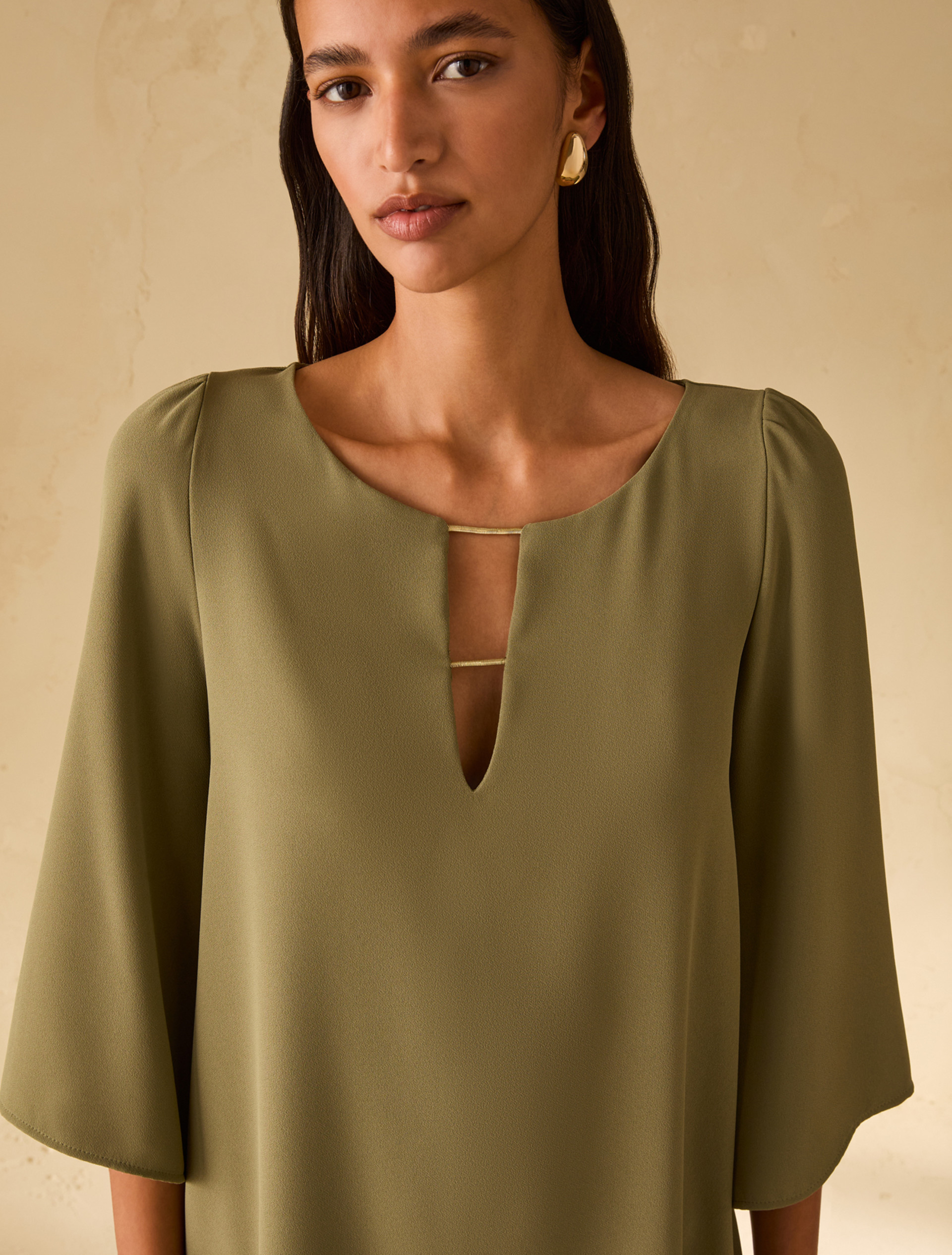 Tunic dress in sablé fabric - GREEN - pennyblack