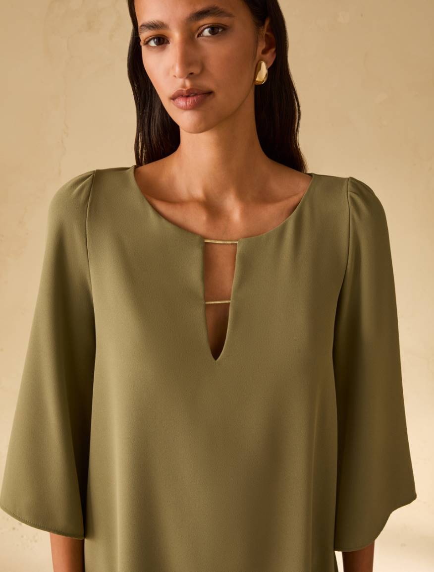 Tunic dress in sablé fabric - GREEN - Pennyblack - 4
