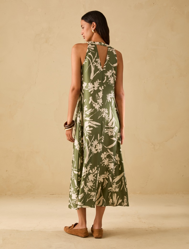 Silk twill midi dress - GREEN - pennyblack