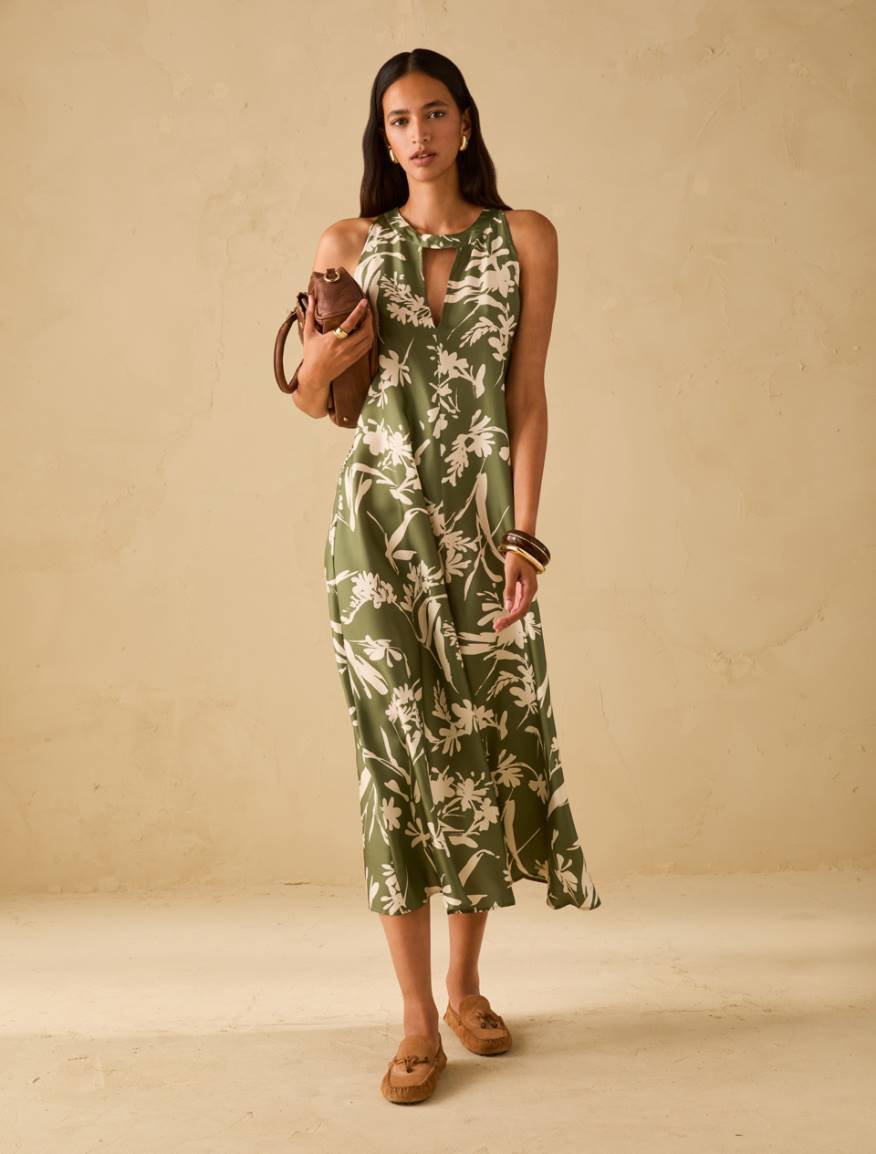 Silk twill midi dress - GREEN - Pennyblack - 5