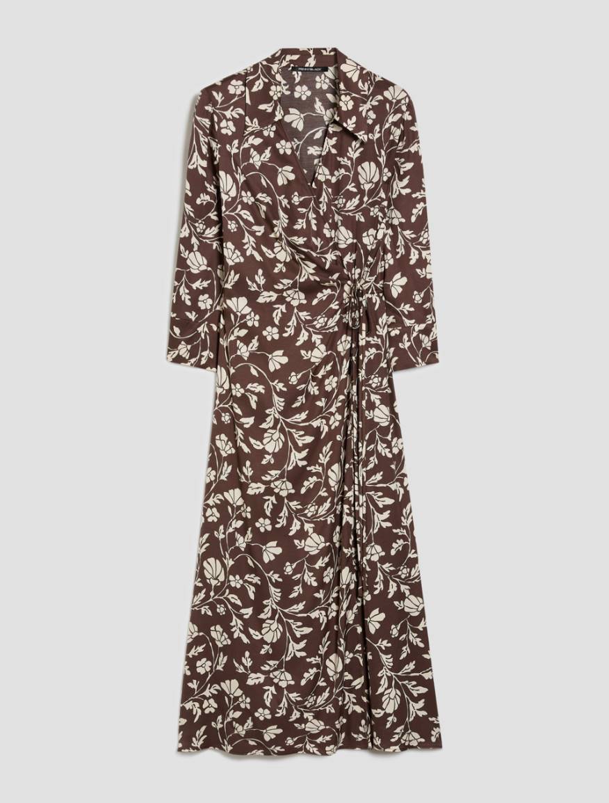 Wrap dress in flowing twill - CHOCOLATE - Pennyblack - 2