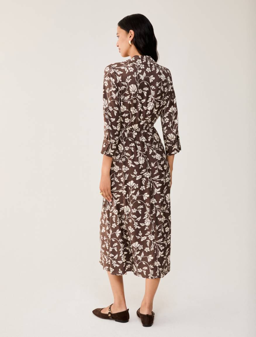 Wrap dress in flowing twill - CHOCOLATE - Pennyblack - 3