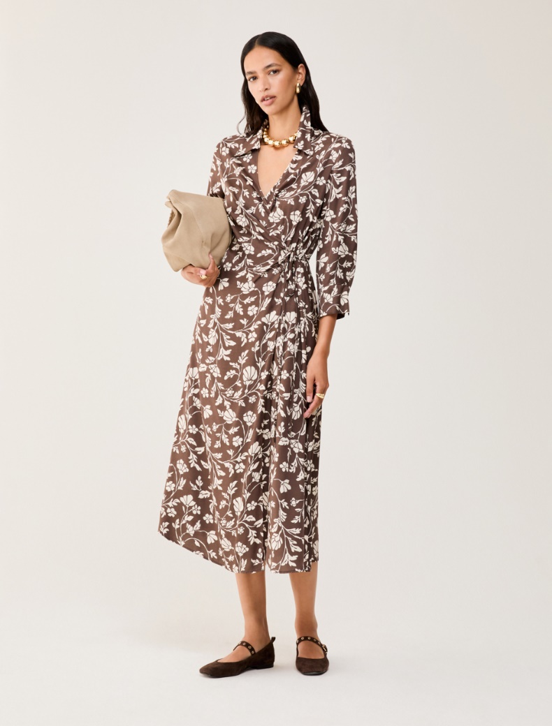 Wrap dress in flowing twill - CHOCOLATE - pennyblack