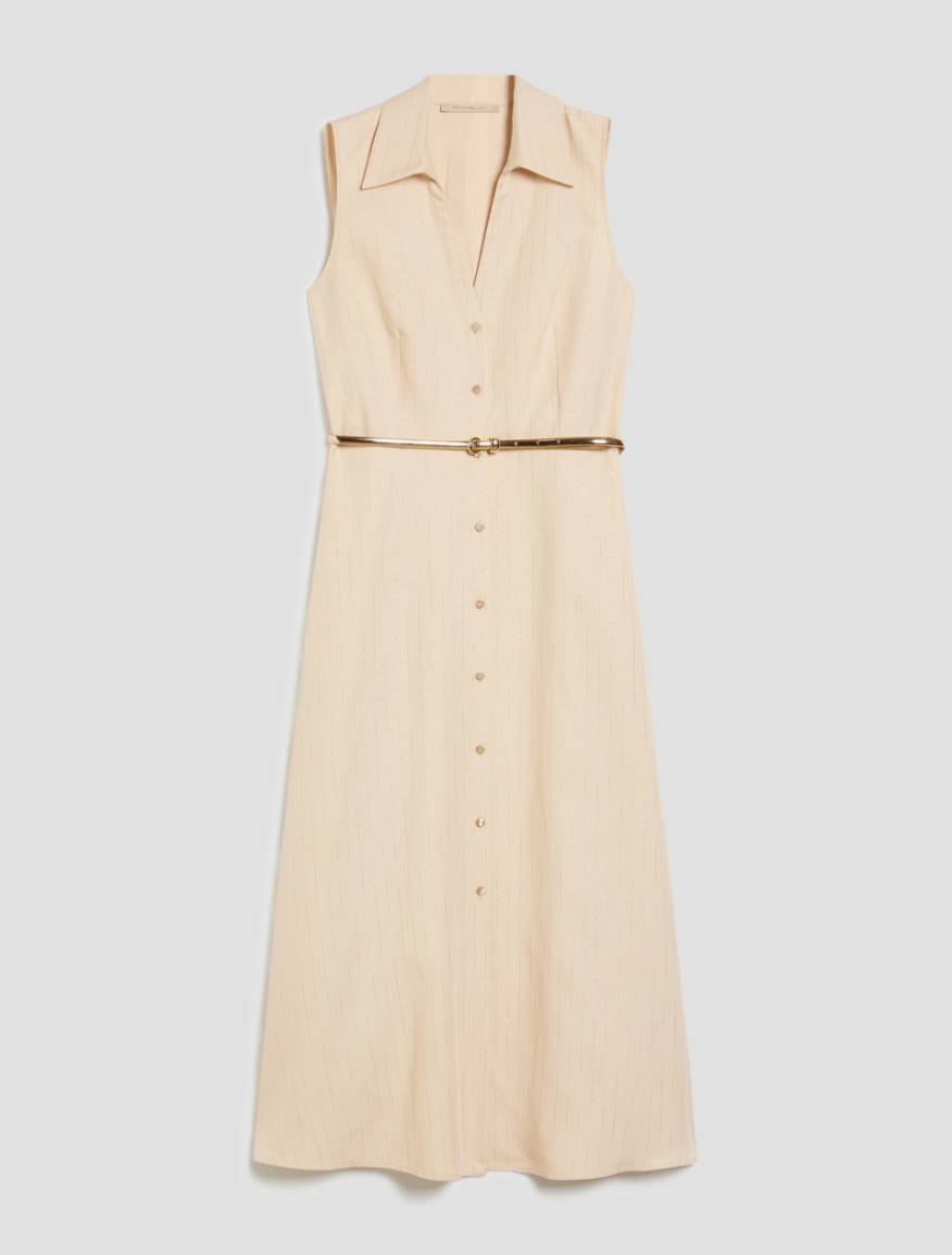 Lamé pinstriped shirt dress - BEIGE - Pennyblack - 2