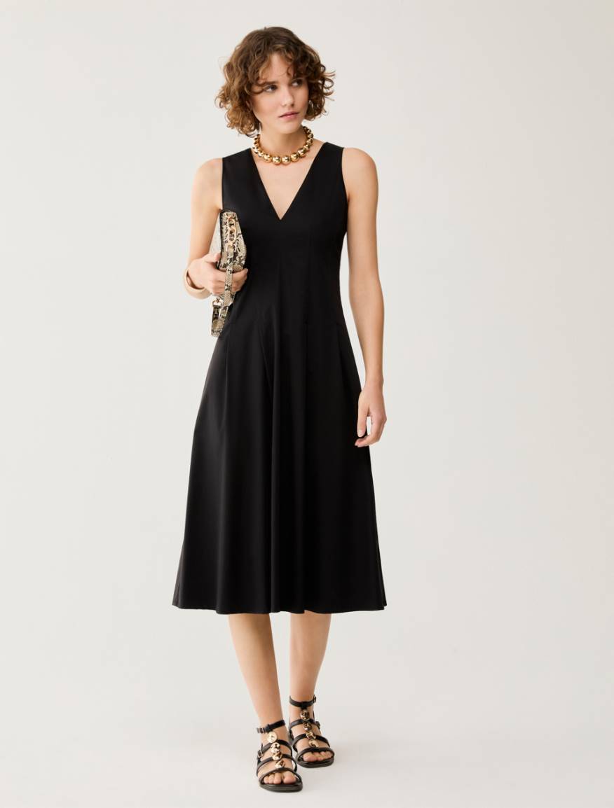 Fit & flare dress in matte satin - BLACK - Pennyblack - 5