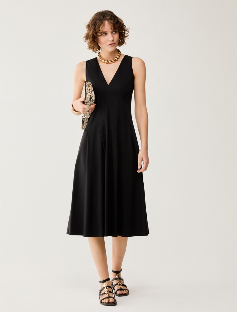 Fit & flare dress in matte satin - BLACK - pennyblack