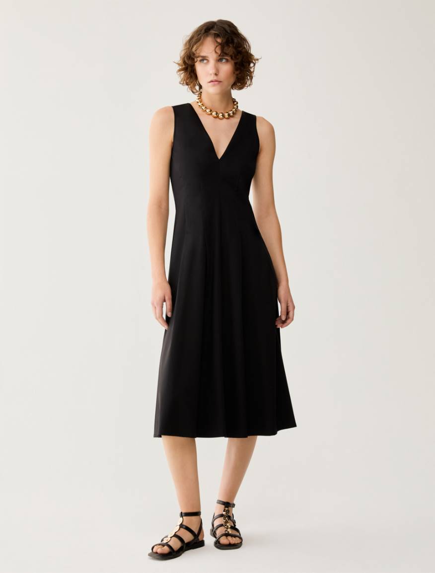 Fit & flare dress in matte satin - BLACK - Pennyblack