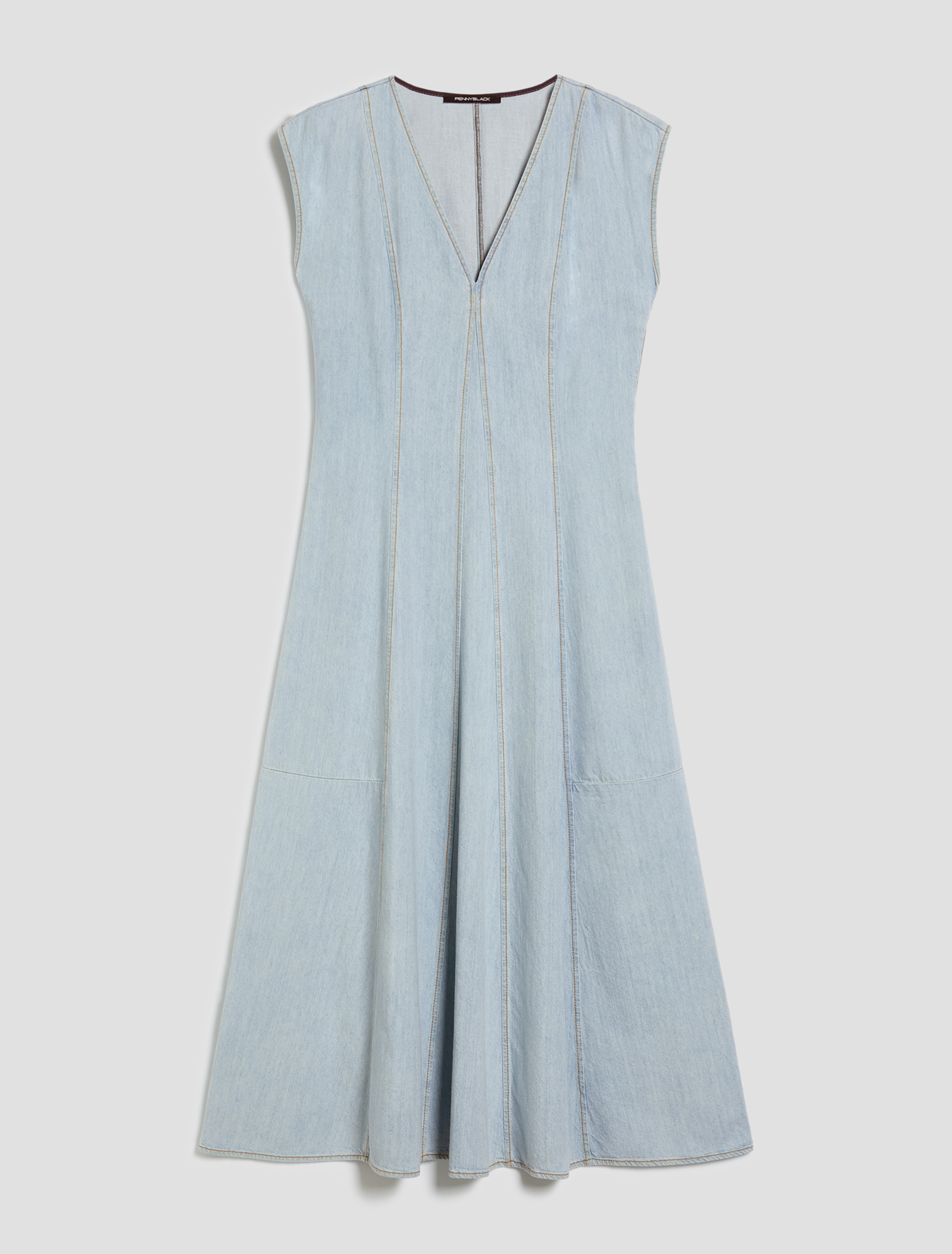 Lightweight denim midi dress - LIGHT BLUE - pennyblack