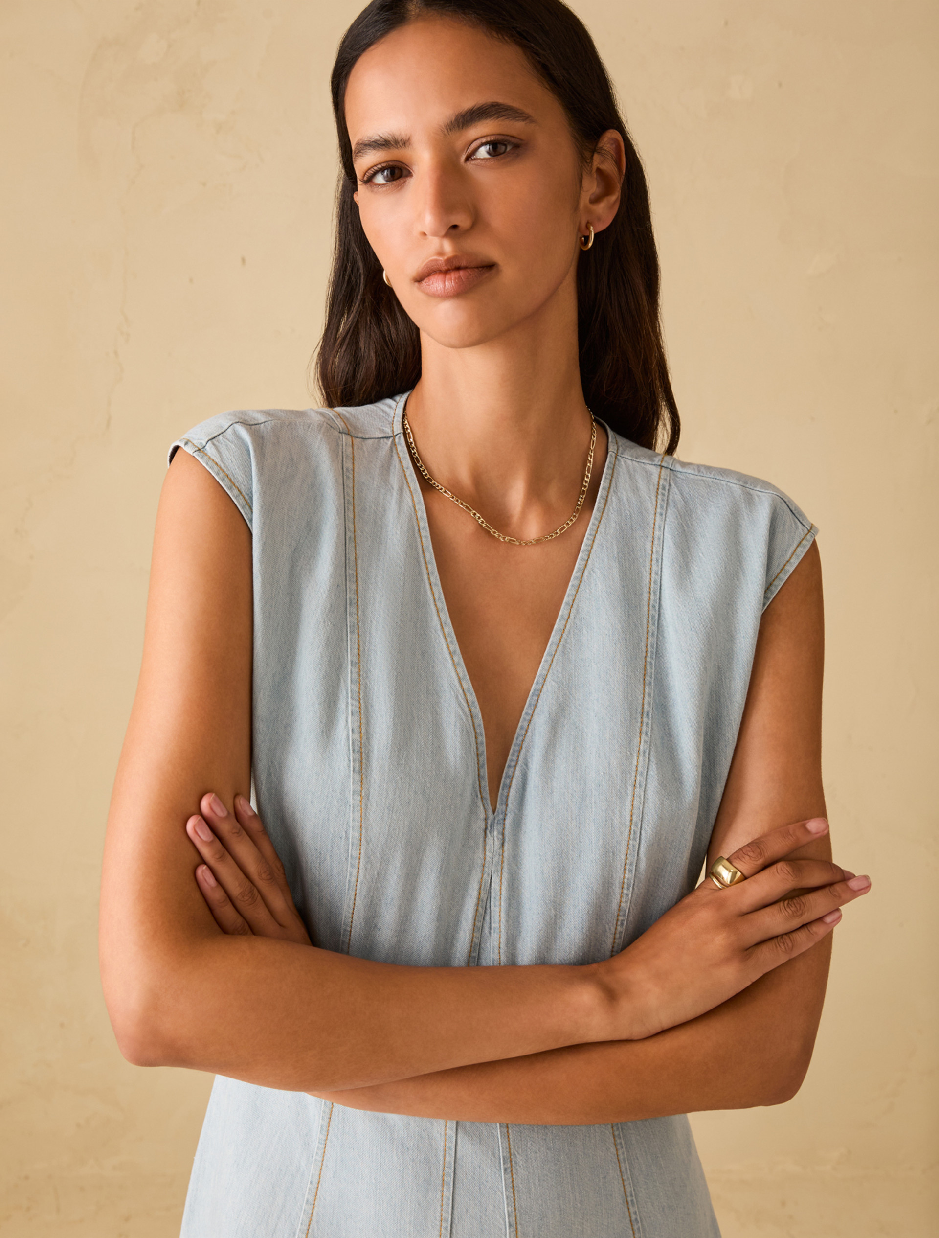 Lightweight denim midi dress - LIGHT BLUE - pennyblack