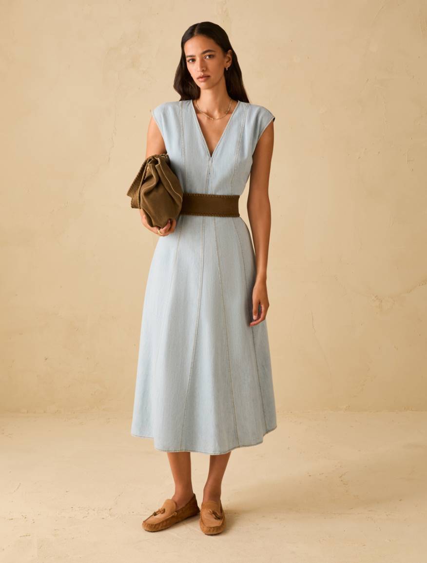 Lightweight denim midi dress - LIGHT BLUE - Pennyblack - 5