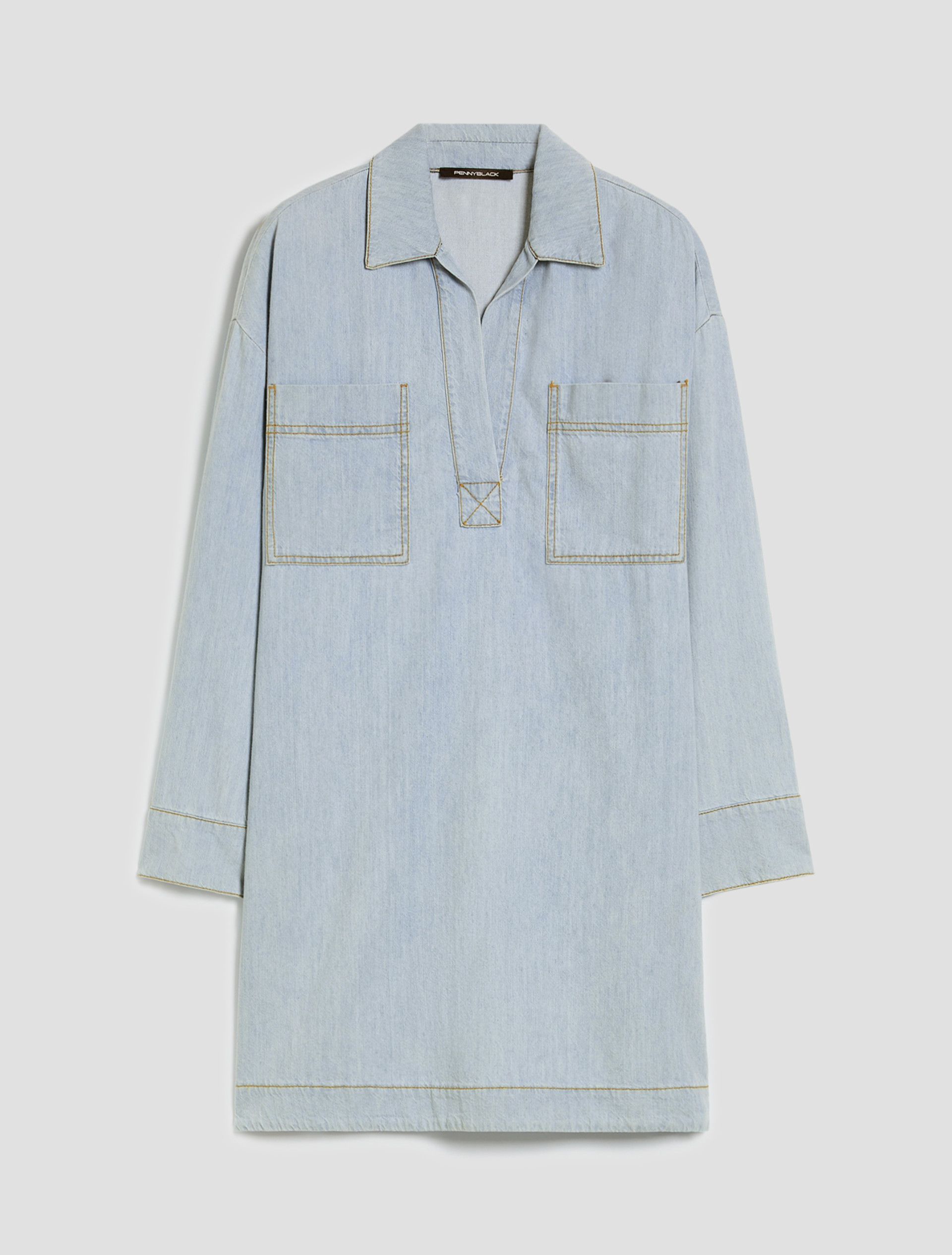 Tunic dress in lightweight denim - LIGHT BLUE - pennyblack