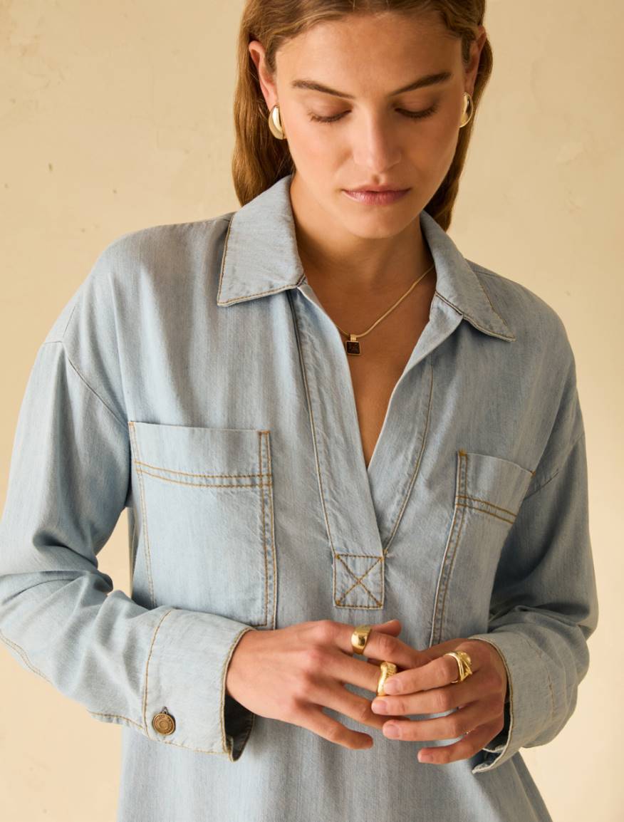 Tunic dress in lightweight denim - LIGHT BLUE - Pennyblack - 4