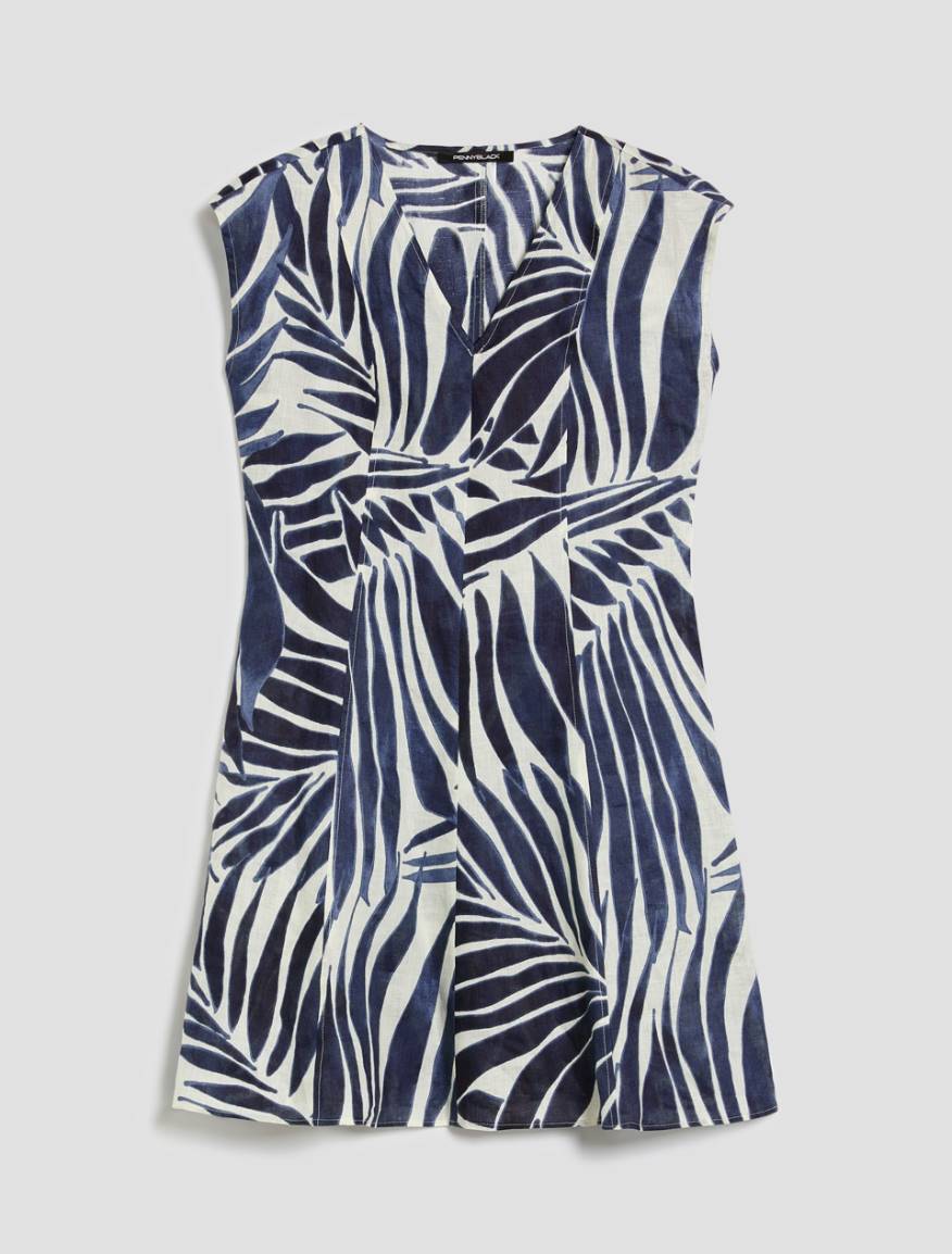 Fit & flare dress in pure linen - WHITE - Pennyblack - 2