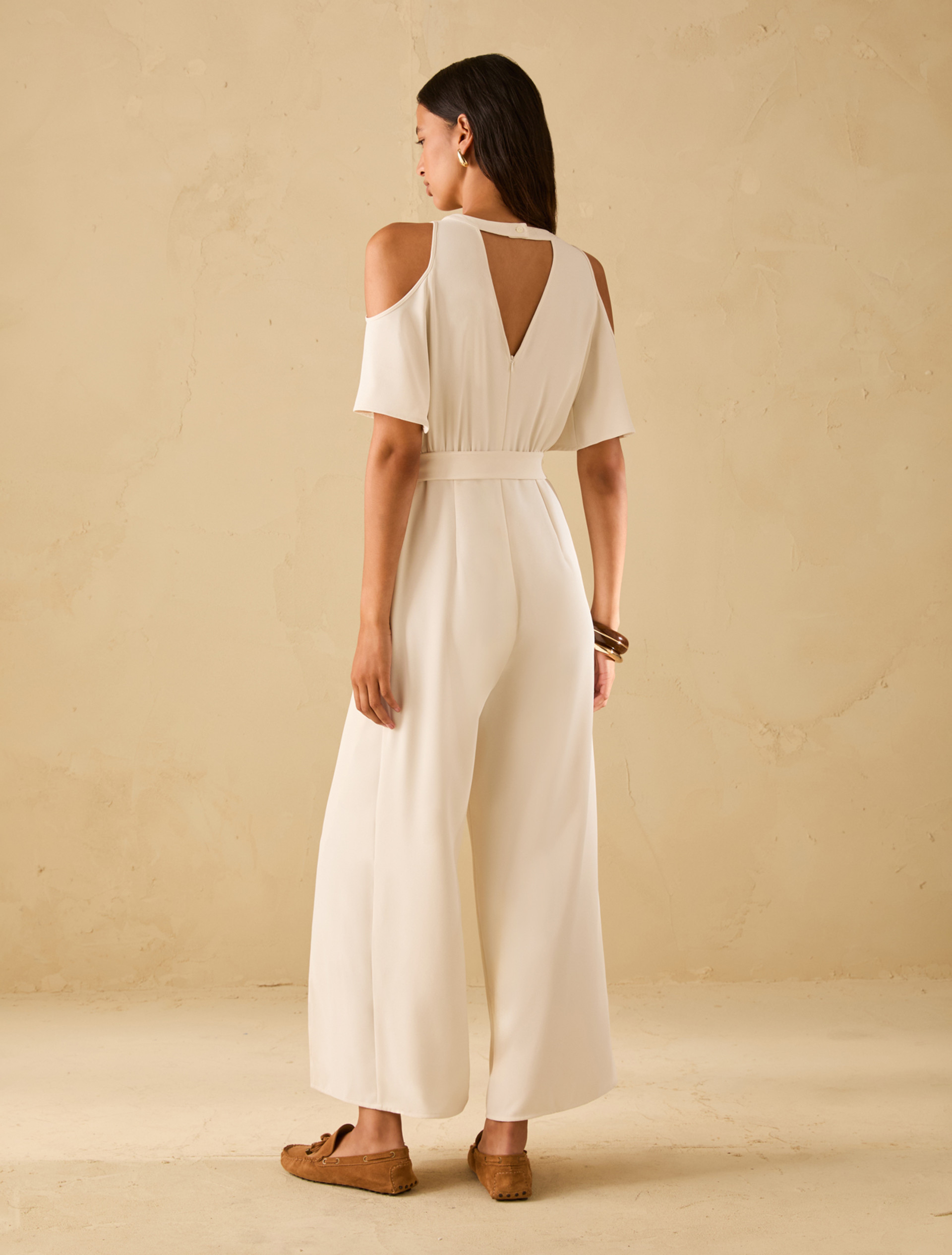 Cut-out jumpsuit in sablé fabric - IVORY - pennyblack