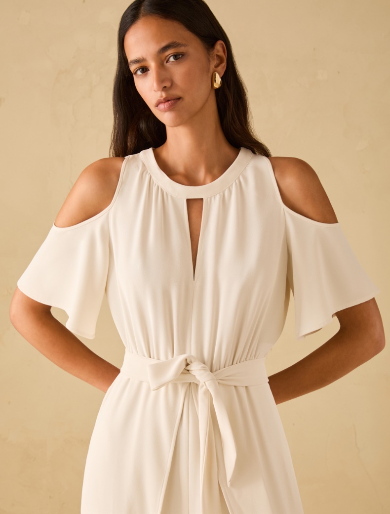 Cut-out jumpsuit in sablé fabric - IVORY - pennyblack