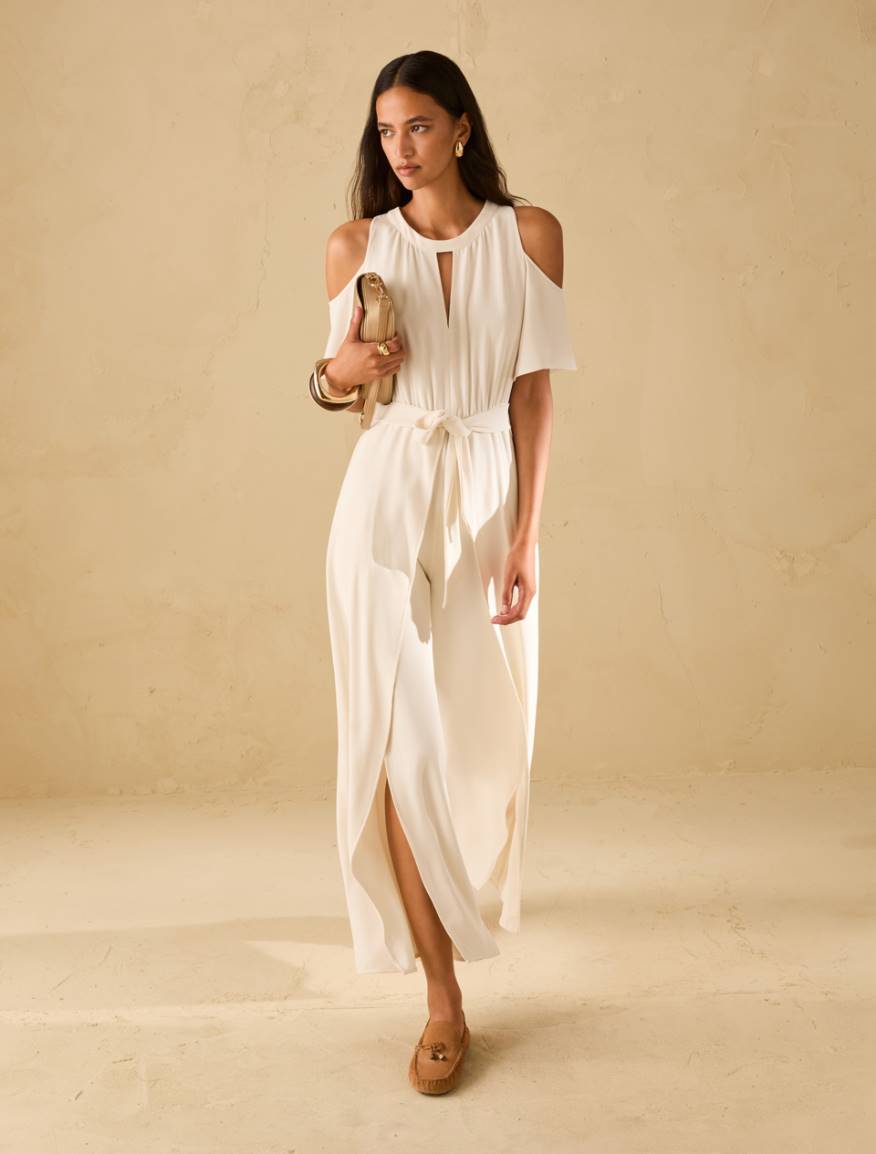 Cut-out jumpsuit in sablé fabric - IVORY - Pennyblack - 5