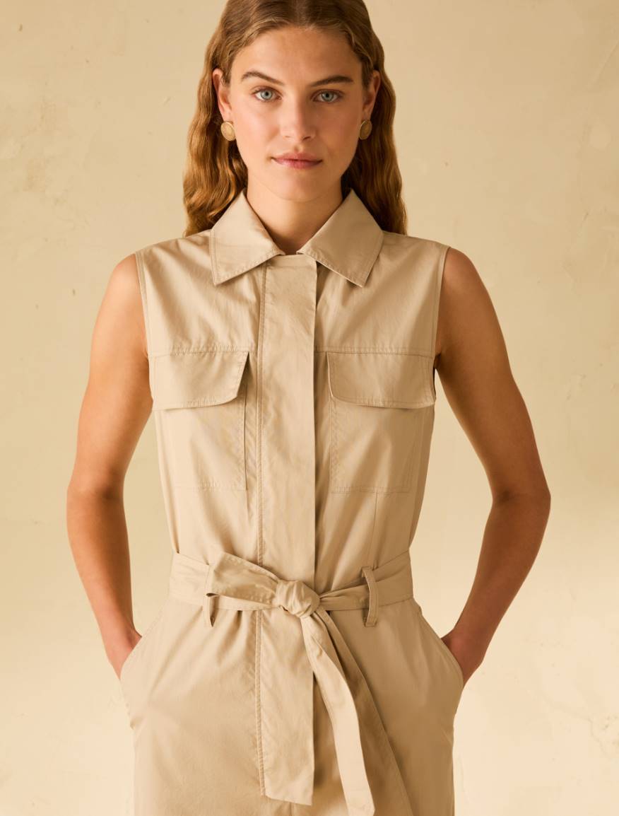 Cotton poplin jumpsuit - NATURAL - Pennyblack - 4