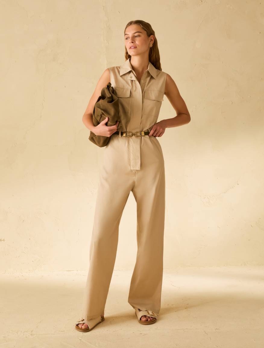 Cotton poplin jumpsuit - NATURAL - Pennyblack - 5