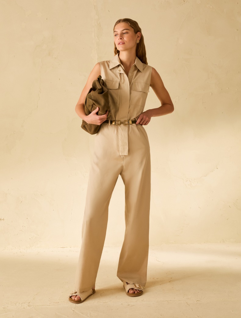 Cotton poplin jumpsuit - NATURAL - pennyblack