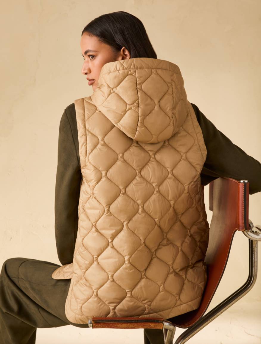 Hooded padded gilet - CAMEL - Pennyblack - 3