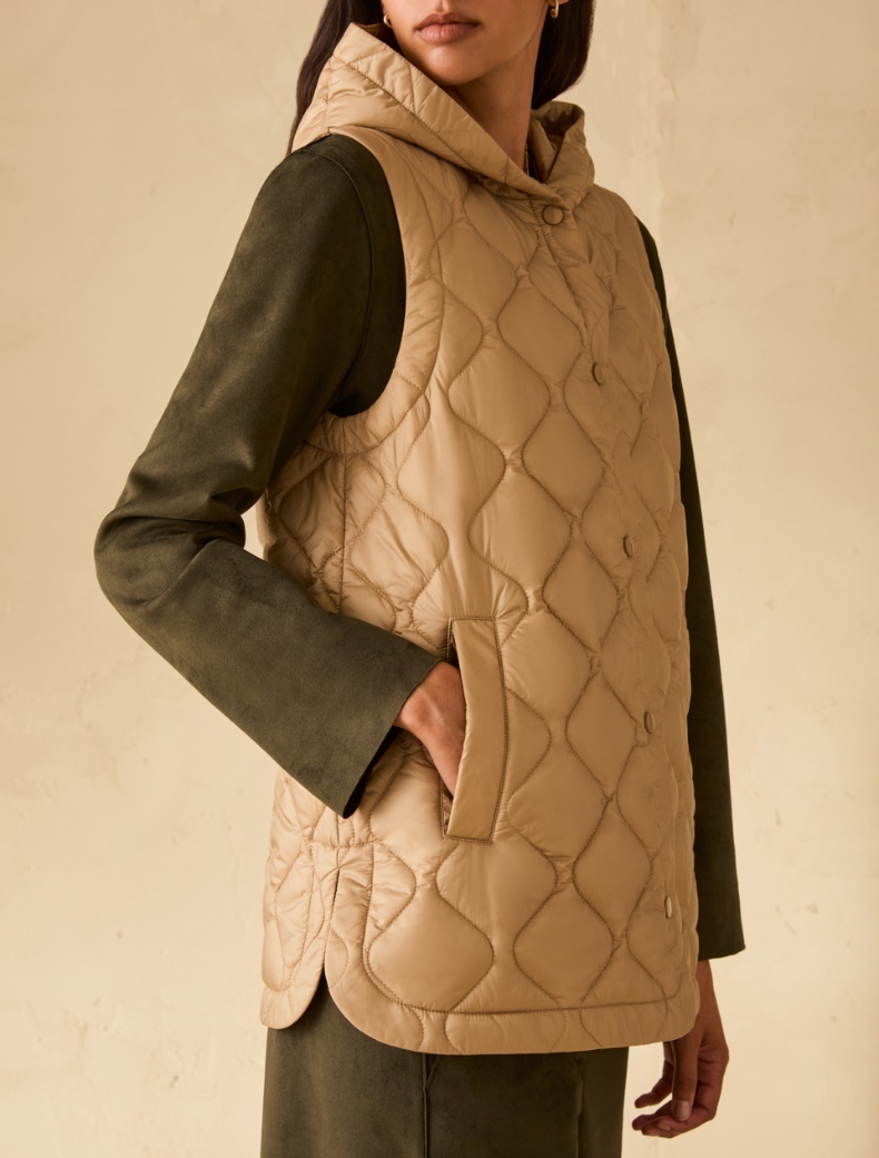 Hooded padded gilet - CAMEL - pennyblack