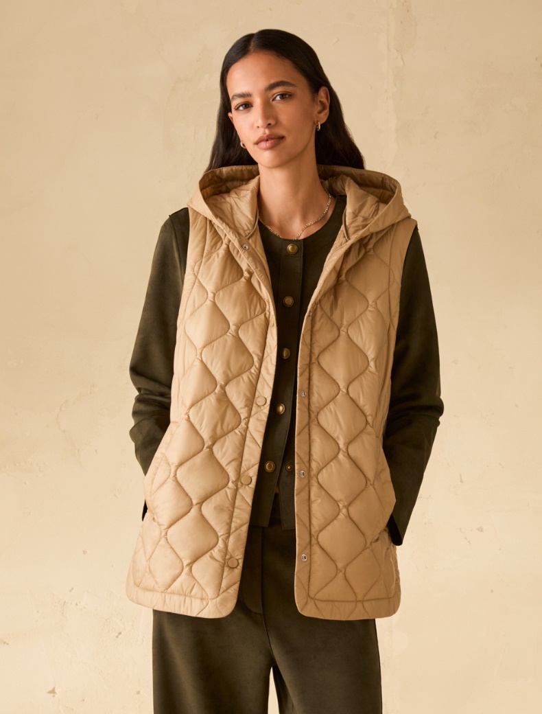 Hooded padded gilet - CAMEL - pennyblack
