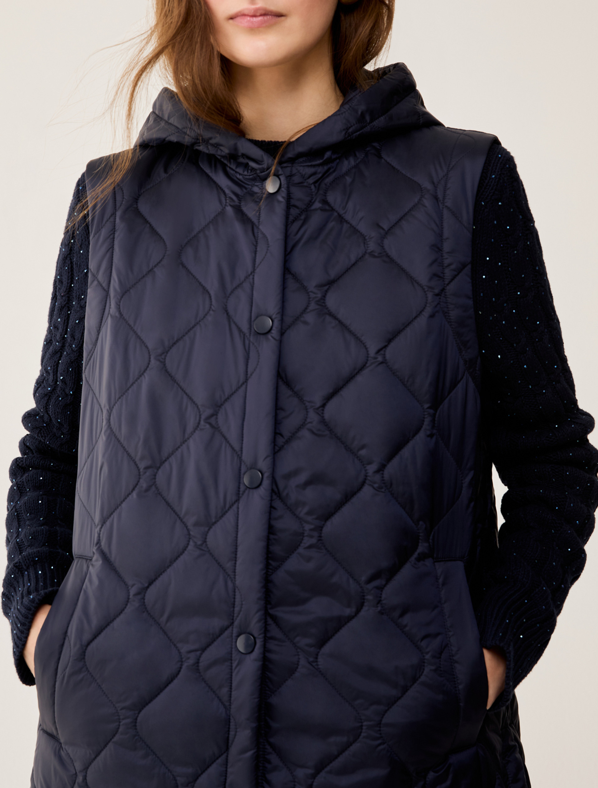 Gilet imbottito con cappuccio - BLU - pennyblack