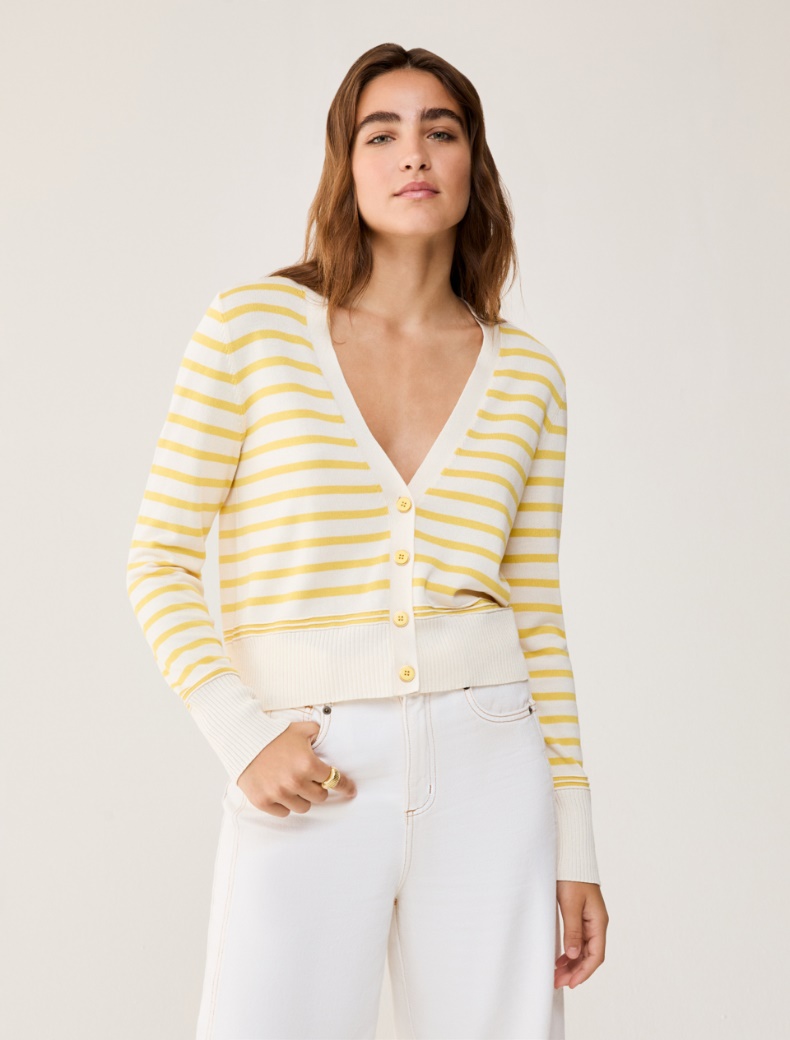 Cardigan in a cotton and silk blend - YELLOW - pennyblack
