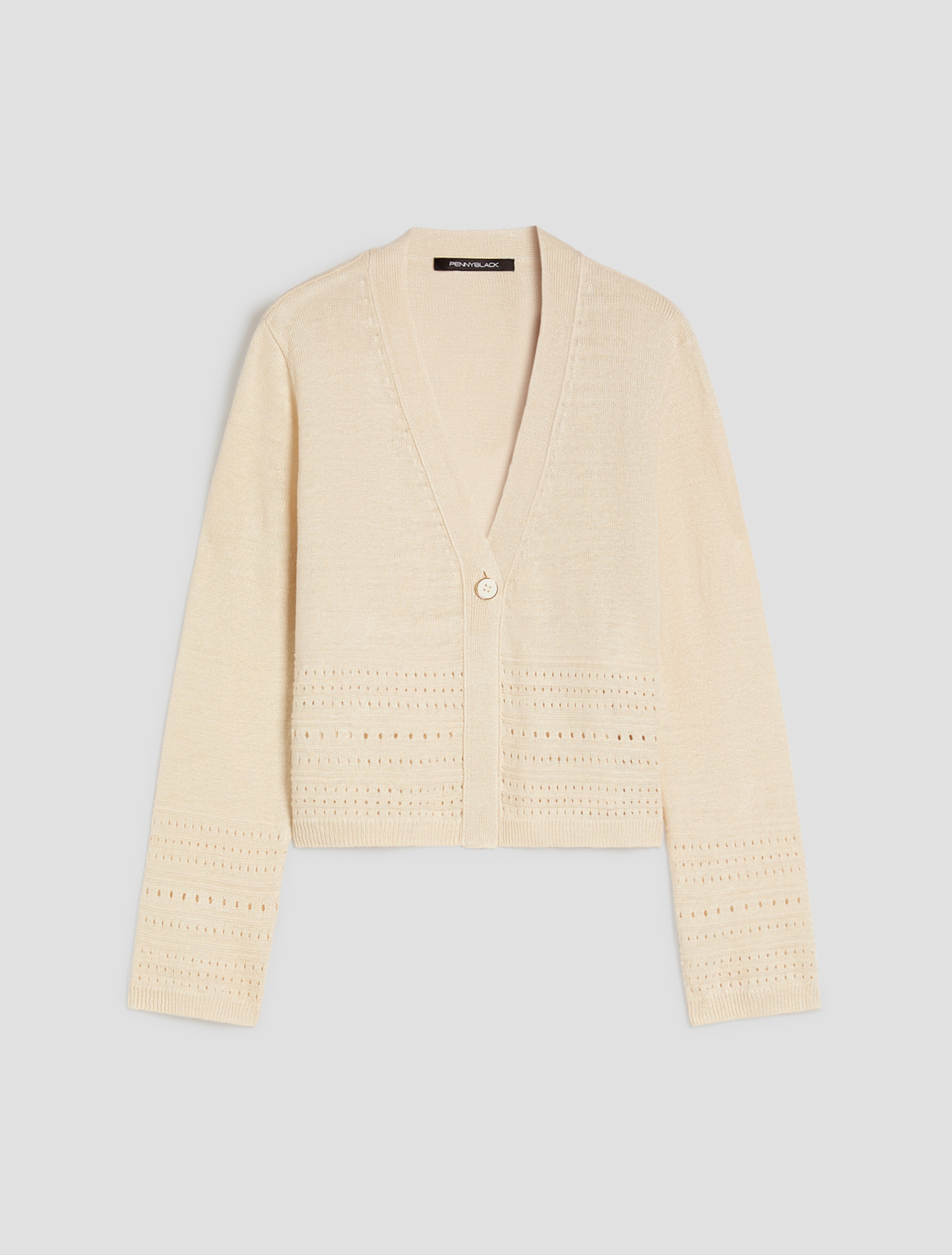 Pure linen openwork cardigan - IVORY - pennyblack