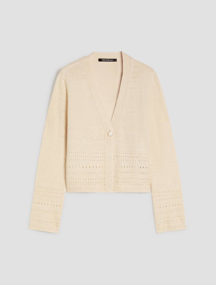 Pure linen openwork cardigan - IVORY - Pennyblack - 2