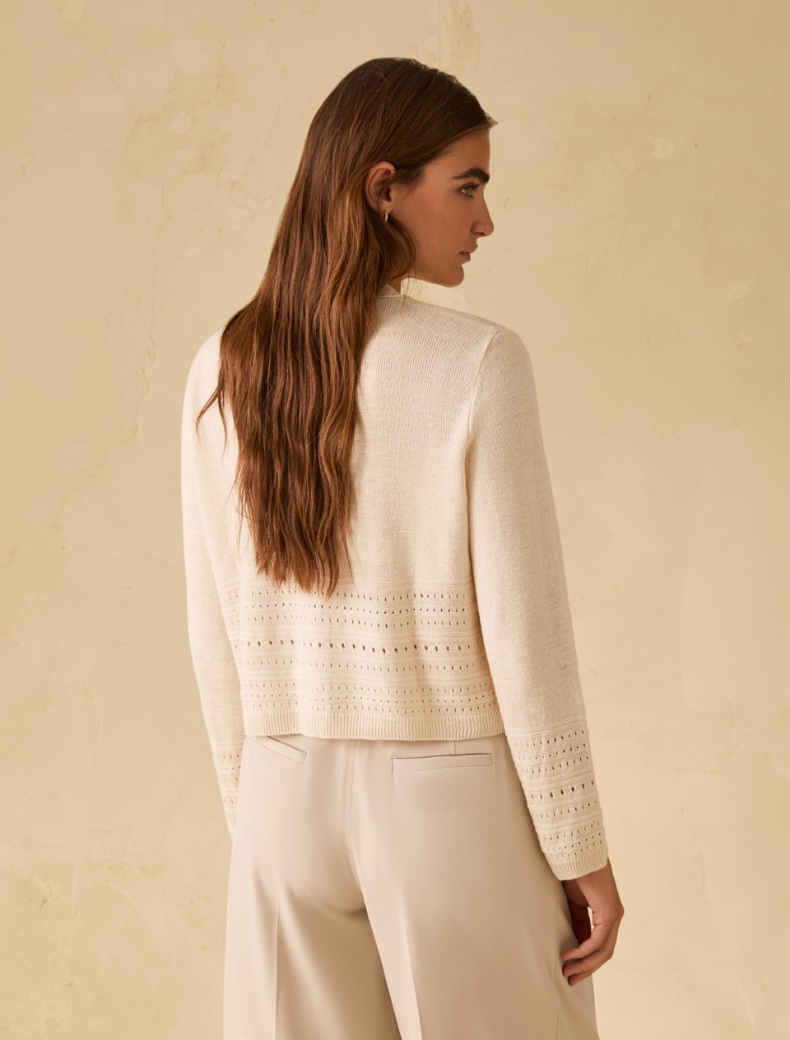 Pure linen openwork cardigan - IVORY - pennyblack